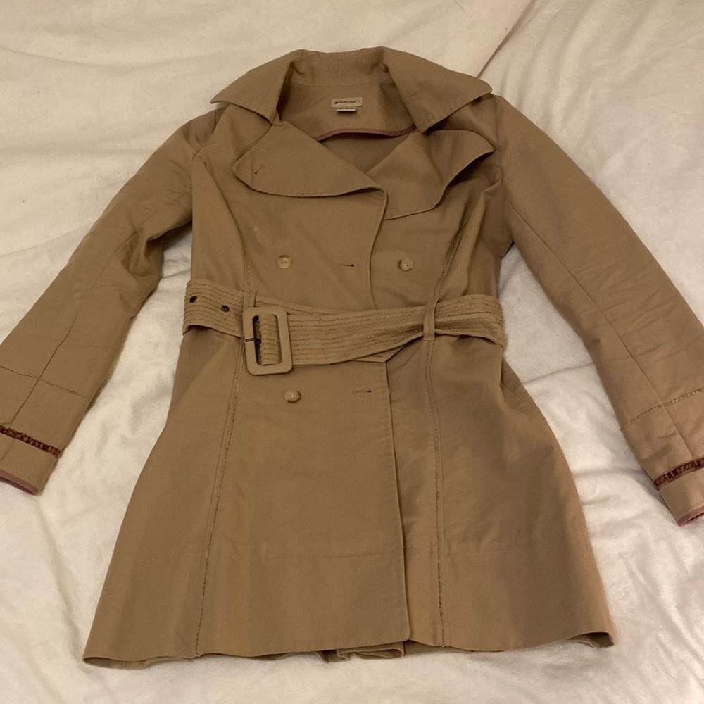 vintage anthropologie elevenses dusty pink trench coat size 6